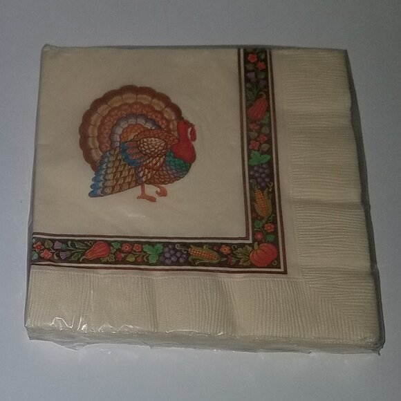 NEW 3 Packages Turkey Thanksgiving Napkins Lot Pumpkins - Picture 4 of 5